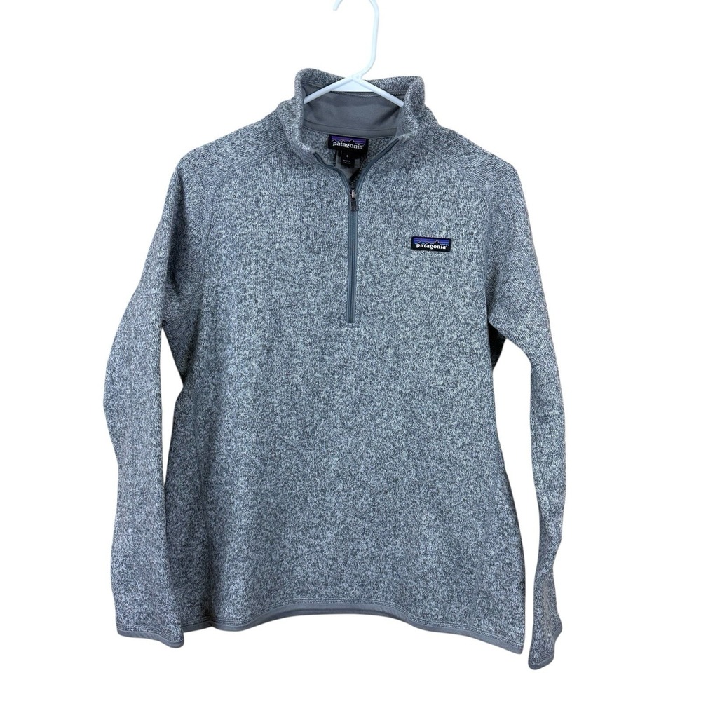Patagonia Better Sweater Womens LARGE Heather Gray Pullover 1/4 Zip Mock Neck